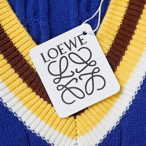 ロエベ ニット セーター LOEWEスーパーコピー ストライプとカラーブロックのVネックセーター