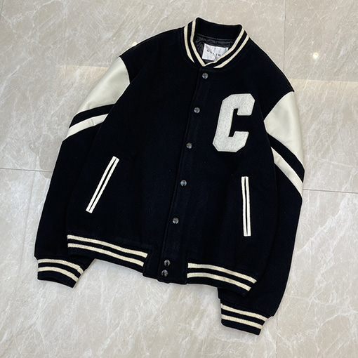 セリーヌ ジャケットアウターCELINEスーパーコピー クラシックなジャージとレザーのパッチワークジャケット