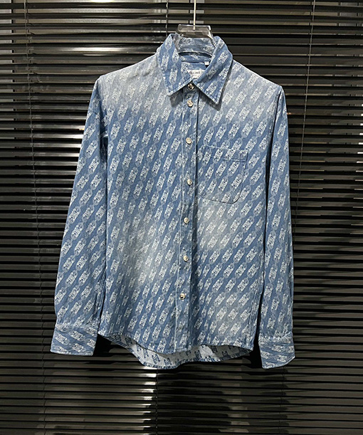 セリーヌ デニムシャツスーパーコピー CELINE フルプリントロゴのデニムシャツジャケット