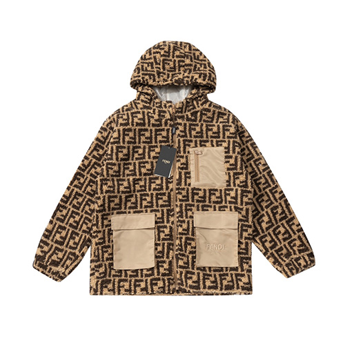 フェンディアウター スーパーコピー FENDI ロゴのジップアップジャケット