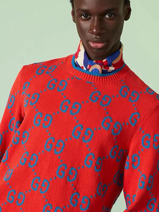 グッチセーター GUCCIスーパーコピー GGロゴフルプリントのウールセーター