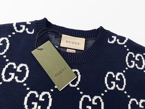 グッチセーター GUCCIスーパーコピー GGロゴフルプリントのウールセーター