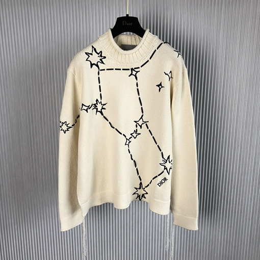 ディオール ニットセーター スーパーコピー DIOR 刺繍星座と五角星のハイネックセーター