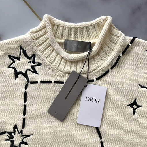 ディオール ニットセーター スーパーコピー DIOR 刺繍星座と五角星のハイネックセーター