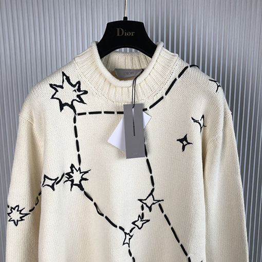 ディオール ニットセーター スーパーコピー DIOR 刺繍星座と五角星のハイネックセーター