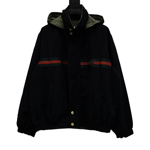 グッチ アウター スーパーコピー GUCCI赤と緑のリボン付きの両面 ジャケット アウター