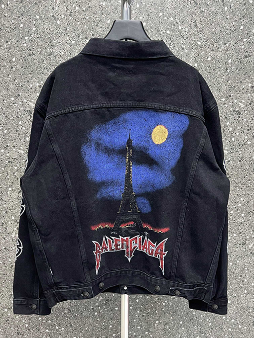 バレンシアガ デニム ジャケット BALENCIAGAスーパーコピー 鉄塔のカッコいいロゴ