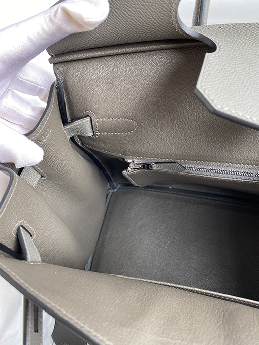 エルメスバッグコピー 30cm 錫の灰 シルバーバックルワックス糸 トートバッグ