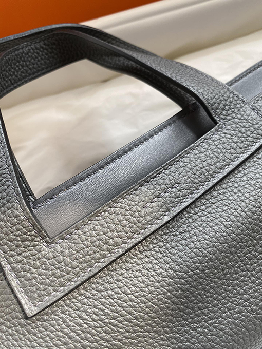 エルメスコピー インテリアは柔らかい羊皮革 外側は輸入トーゴ革 純黒を選んだ 28cm トートバッグ