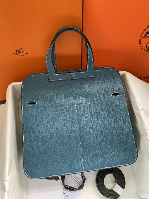 エルメススーパーコピー 高品質 羊皮 デニムブルー フラップバッグ