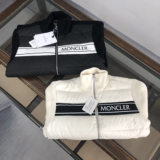 モンクレール ダウンジャケットMONCLER クラシックなスタンドカラーフルジップウールニットジャケットダウン