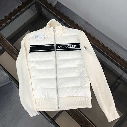 モンクレール ダウンジャケットMONCLER クラシックなスタンドカラーフルジップウールニットジャケットダウン