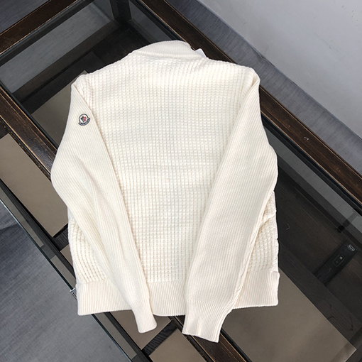 モンクレール ダウンジャケットMONCLER クラシックなスタンドカラーフルジップウールニットジャケットダウン