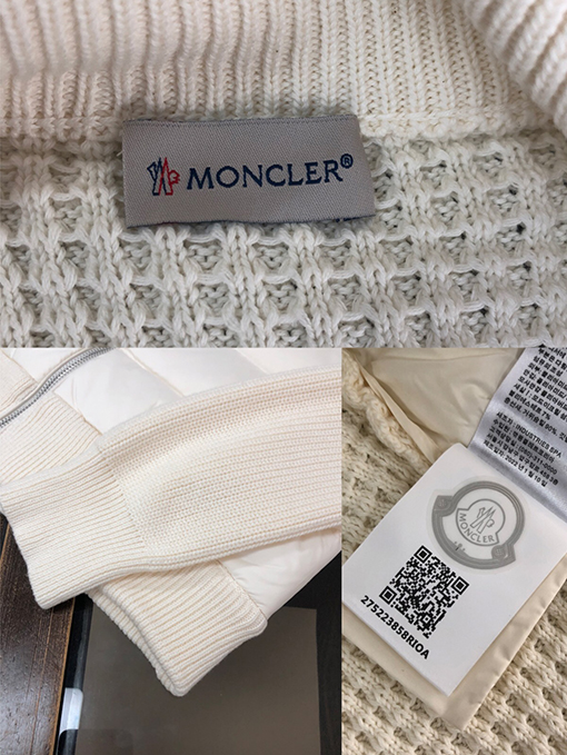 モンクレール ダウンジャケットMONCLER クラシックなスタンドカラーフルジップウールニットジャケットダウン