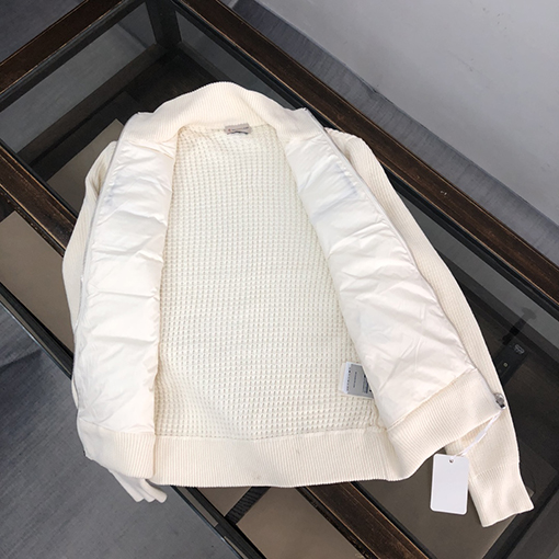 モンクレール ダウンジャケットMONCLER クラシックなスタンドカラーフルジップウールニットジャケットダウン
