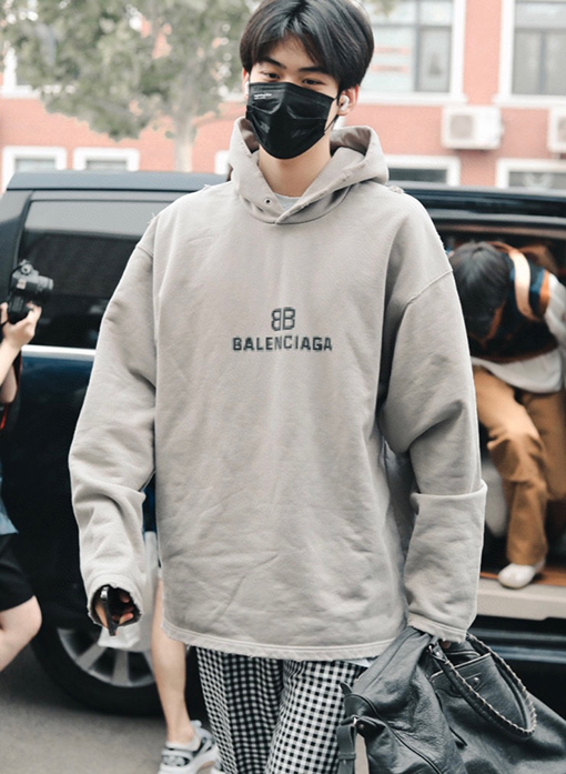 バレンシアガ パーカースーパーコピーBALENCIAGA  モザイクプリント裏起毛ルーズフィットフリーススウェット