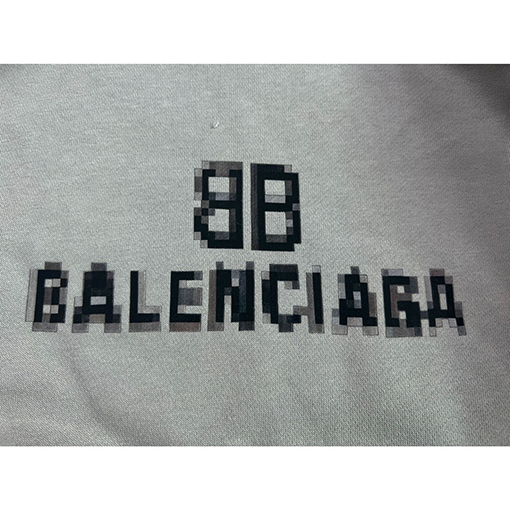バレンシアガ パーカースーパーコピーBALENCIAGA  モザイクプリント裏起毛ルーズフィットフリーススウェット