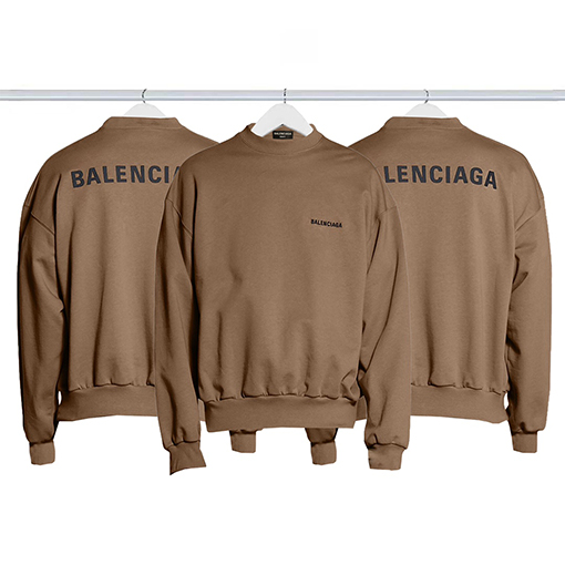 バレンシアガスウェットTシャツ ベーシックな前後BALENCIAGA 刺繍入りルーズフィットラウンドネックスウェット