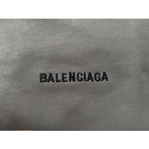 バレンシアガスウェットTシャツ   ベーシックな前後BALENCIAGA 刺繍入りルーズフィットラウンドネックスウェット