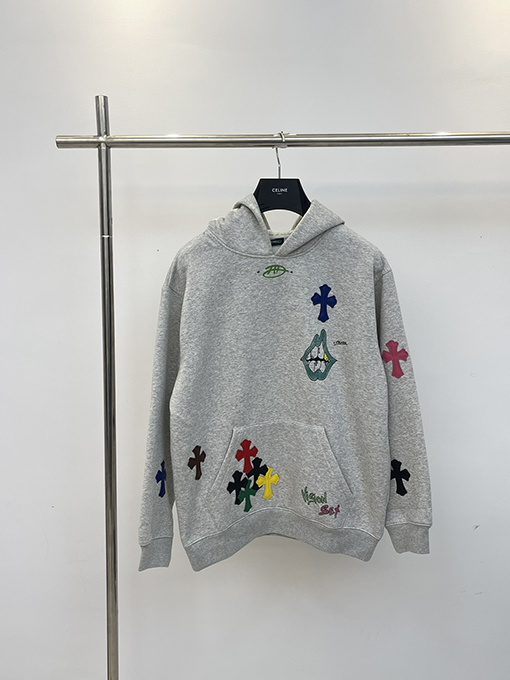 クロムハーツ   パーカー スーパーコピー CHROME HEART カラーハンドペイント十字架プリント パーカー