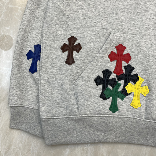 クロムハーツ   パーカー スーパーコピー CHROME HEART カラーハンドペイント十字架プリント パーカー
