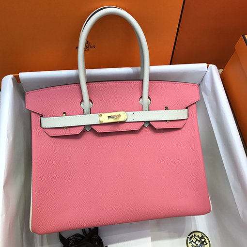 エルメス バーキン 30 コピー全て手縫い 口紅パウダーとミルクセーキプラチナバックル 新作 Birkin 30cm トートバッグ