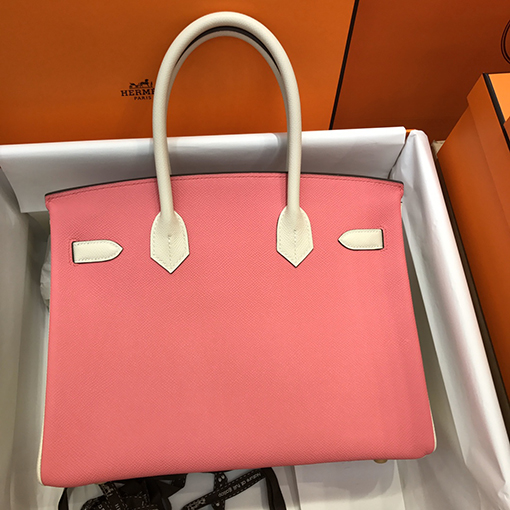 エルメス バーキン 30 コピー全て手縫い 口紅パウダーとミルクセーキプラチナバックル 新作 Birkin 30cm トートバッグ