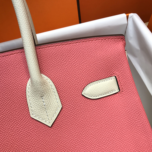 エルメス バーキン 30 コピー全て手縫い 口紅パウダーとミルクセーキプラチナバックル 新作 Birkin 30cm トートバッグ