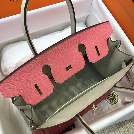 エルメス バーキン 30 コピー全て手縫い 口紅パウダーとミルクセーキプラチナバックル 新作 Birkin 30cm トートバッグ
