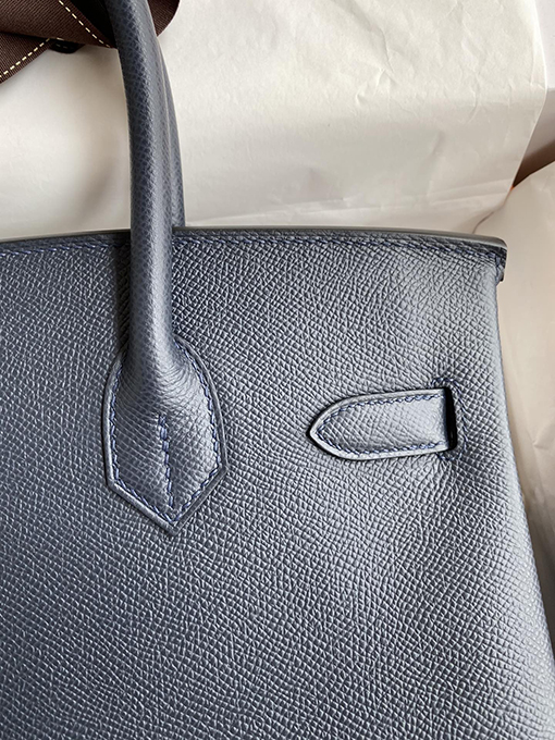エルメス バーキン 30 スーパーコピー HERMES 全て手縫い ミッドナイトブルー 金のボタン バッグ