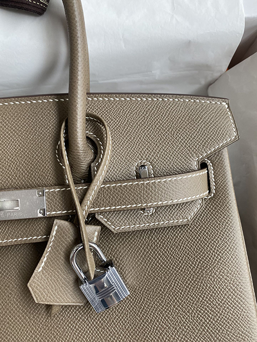 エルメス バーキン 30 コピー セイコー細工のBirkin 30 cmエレファントグレーエプソムバッグ シルバーバックル明るいスタイル HERMESバッグ