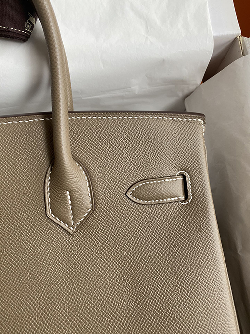 エルメス バーキン 30 コピー セイコー細工のBirkin 30 cmエレファントグレーエプソムバッグ シルバーバックル明るいスタイル HERMESバッグ