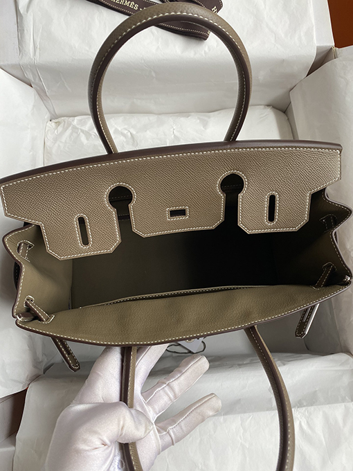 エルメス バーキン 30 コピー セイコー細工のBirkin 30 cmエレファントグレーエプソムバッグ シルバーバックル明るいスタイル HERMESバッグ