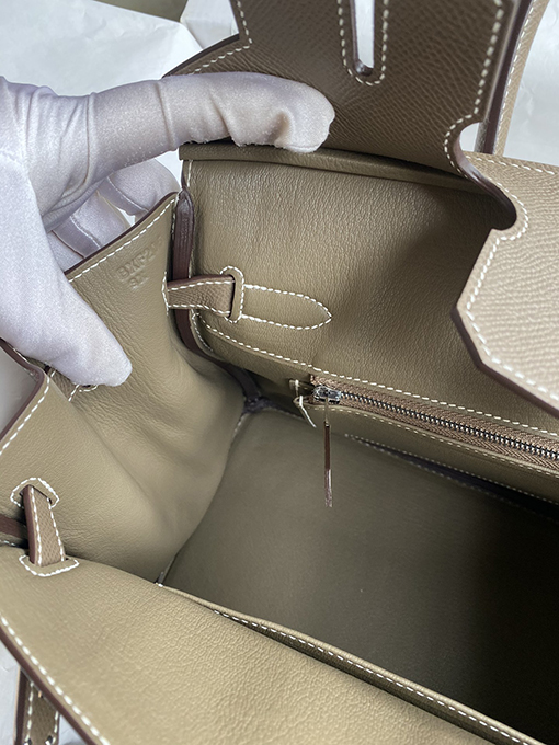 エルメス バーキン 30 コピー   セイコー細工のBirkin 30 cmエレファントグレーエプソムバッグ シルバーバックル明るいスタイル HERMESバッグ