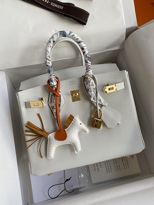 エルメス バーキン 25 コピー  純白のエプソムレザー Birkin 25cm  セイコー製 Epsom皮  ゴールドバックルが華やか トートバッグ