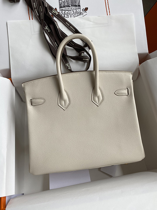 エルメス バーキン 25 コピー 美しいBirkin 25 cm手縫いミルクセーキホワイトレザーゴールドバックルハンドバッグ