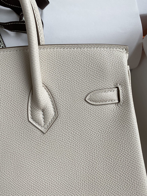 エルメス バーキン 25 コピー 美しいBirkin 25 cm手縫いミルクセーキホワイトレザーゴールドバックルハンドバッグ