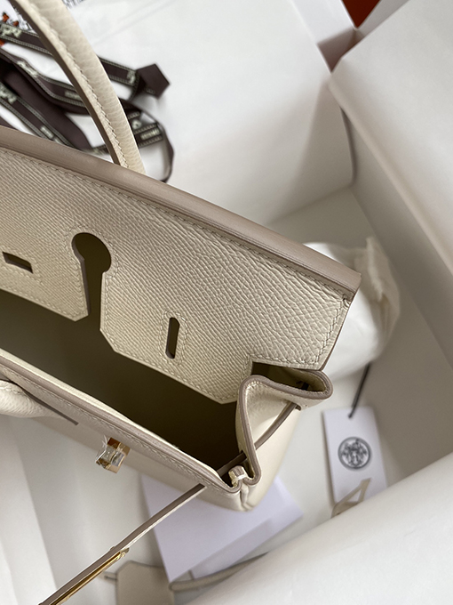 エルメス バーキン 25 コピー 美しいBirkin 25 cm手縫いミルクセーキホワイトレザーゴールドバックルハンドバッグ