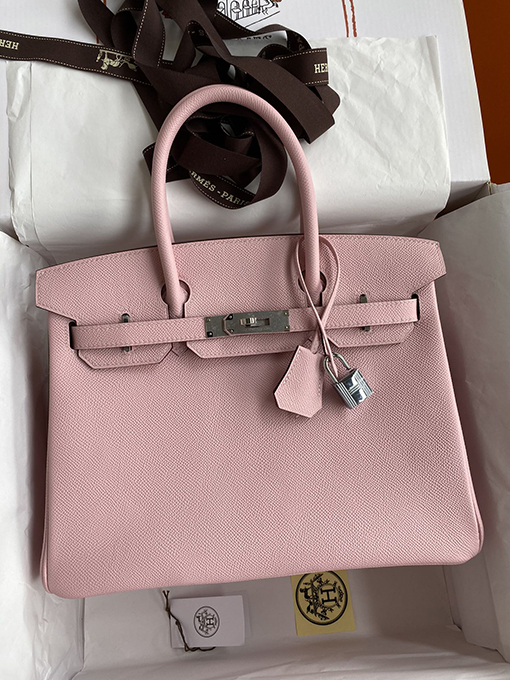 エルメス バーキン 30 スーパーコピー  バーキン30 cmエプソムレザーバッグ 3 Qピンク シルバーバックル HERMES コピー バッグ