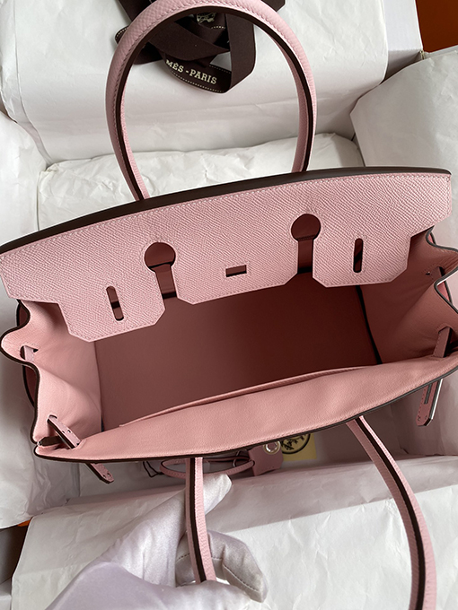 エルメス バーキン 30 スーパーコピー  バーキン30 cmエプソムレザーバッグ 3 Qピンク シルバーバックル HERMES コピー バッグ