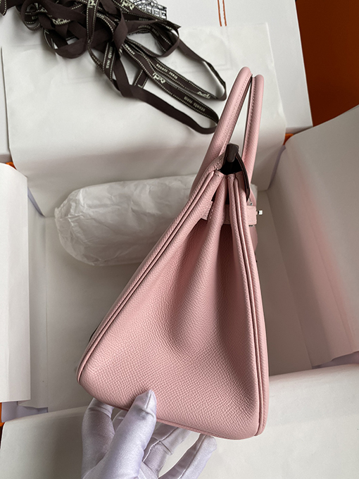 エルメス バーキン 25 スーパーコピー Birkin 25 cm 3 Qパウダー輸入Epsomレザーシルバーバックルセイコー全手縫い トートバッグ