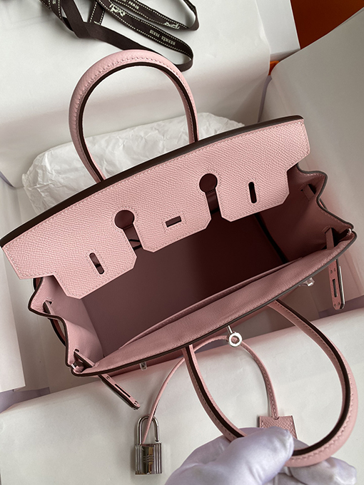 エルメス バーキン 25 スーパーコピー Birkin 25 cm 3 Qパウダー輸入Epsomレザーシルバーバックルセイコー全手縫い トートバッグ