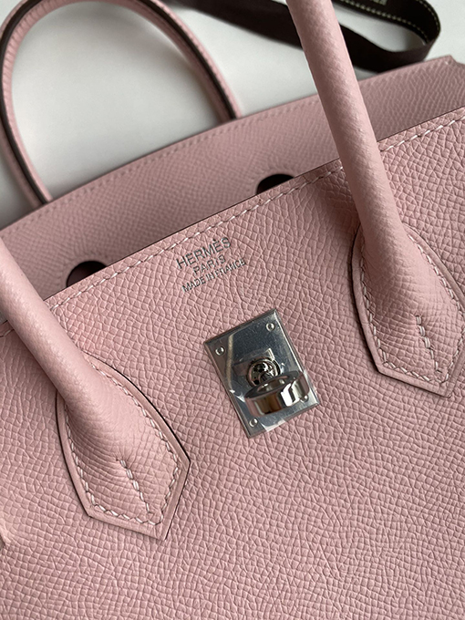 エルメス バーキン 25 スーパーコピー Birkin 25 cm 3 Qパウダー輸入Epsomレザーシルバーバックルセイコー全手縫い トートバッグ
