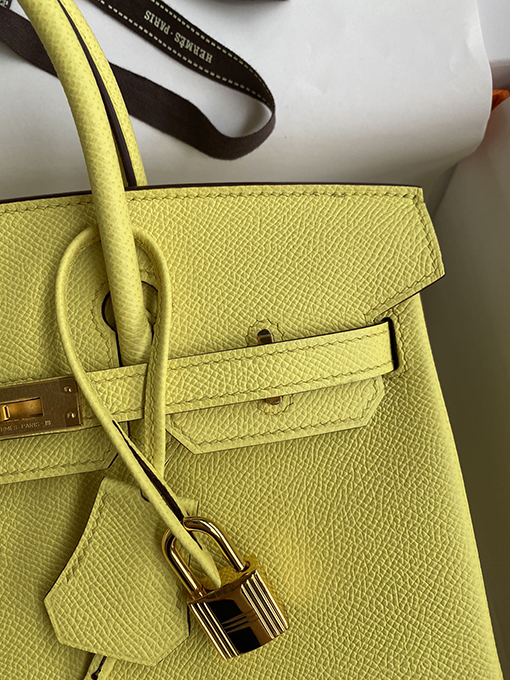 エルメス バーキン 25 スーパーコピー レモンイエローBirkin 25 cm 輸入エプソムレザーゴールドバックル バッグ