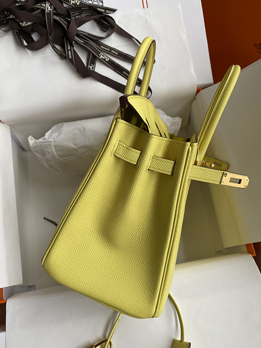 エルメス バーキン 25 スーパーコピー レモンイエローBirkin 25 cm 輸入エプソムレザーゴールドバックル バッグ
