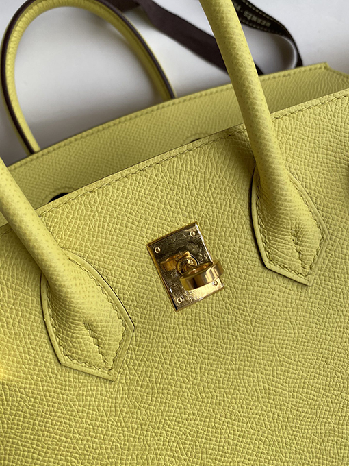 エルメス バーキン 25 スーパーコピー レモンイエローBirkin 25 cm 輸入エプソムレザーゴールドバックル バッグ