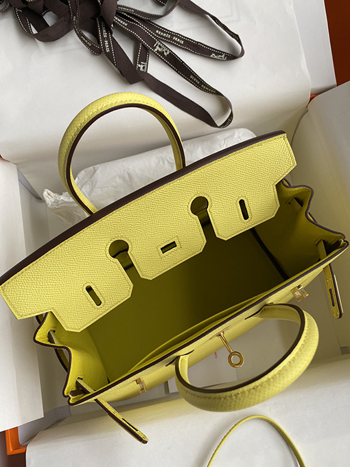 エルメス バーキン 25 スーパーコピー レモンイエローBirkin 25 cm 輸入エプソムレザーゴールドバックル バッグ