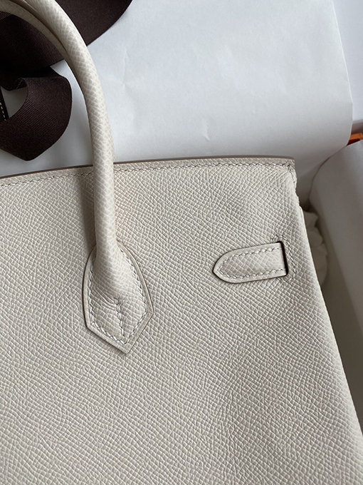 エルメス バーキン  25 コピー ミルクセーキホワイトとシルバーバックルの優れたブティック HERMES バッグ