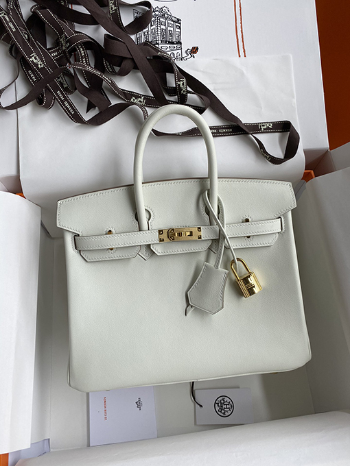エルメス バーキン  25 コピー レアエルメスBirkin 25 cm手作りスイフトレザー氷河プラチナバックル手縫い高級ハンドバッグ