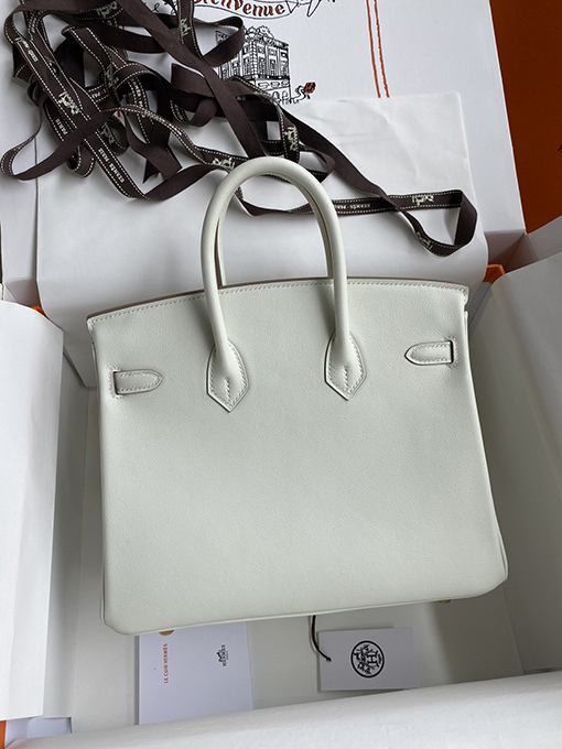 エルメス バーキン  25 コピー レアエルメスBirkin 25 cm手作りスイフトレザー氷河プラチナバックル手縫い高級ハンドバッグ